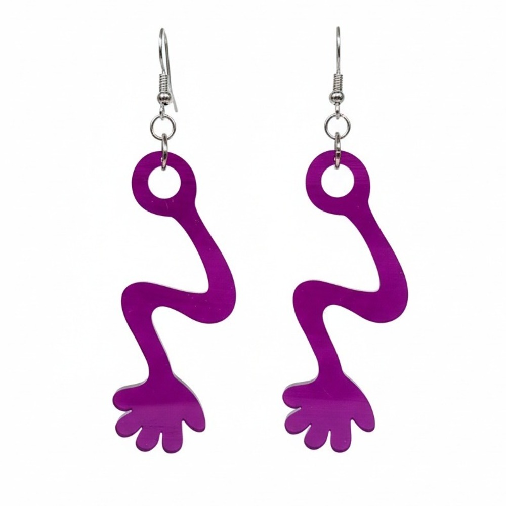 Purple Slappy‎ Hand Earrings Funky Quirky Y2K Statement Jewelry
